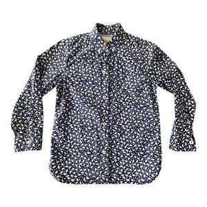 Boden Boys Button-Up Shirt Long Sleeve Space Print Navy Size 7-8Y (128cm)
